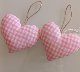 Cuoricini rosa vichy - a quadretti 2 decorazioni