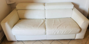 Divano letto matrimoniale in vera pelle bianca