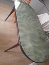 tavolo in legno, massello con vetro