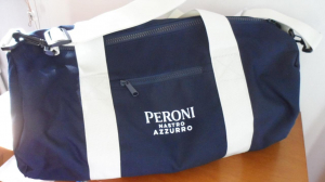 borsone in cotone Blu con manici e tracolla Bianca NUOVO
