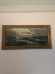 Quadro con cornice raffigurante veliero