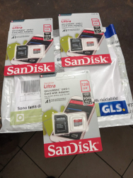 SCHEDA di MEMORIA SANDISK ULTRA SDSQUAR 128GB NUOVE 3 PEZZI