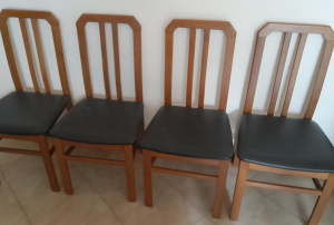 Sedie nr. 6 come nuove,in vero legno marrone, seduta nera