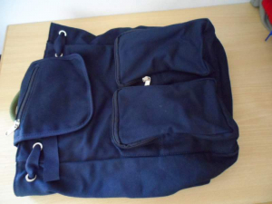 Zaino marca Organic nuovo mai usato, in tela Jeans-color Blu